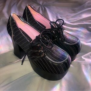 DEMONIAS PINSTRIPE PLATFORM HEELS